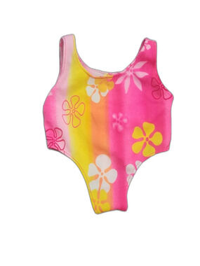 Build-A-Bear Pink and Yellow Floral One-Piece Bathing Suit